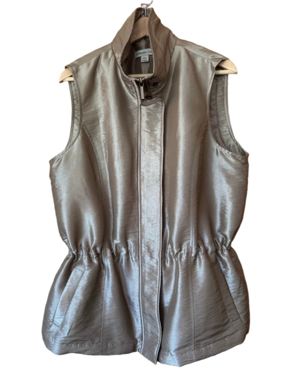 Coldwater Creek Metallic Champagne Elastic Drawstring Waist Vest size XL